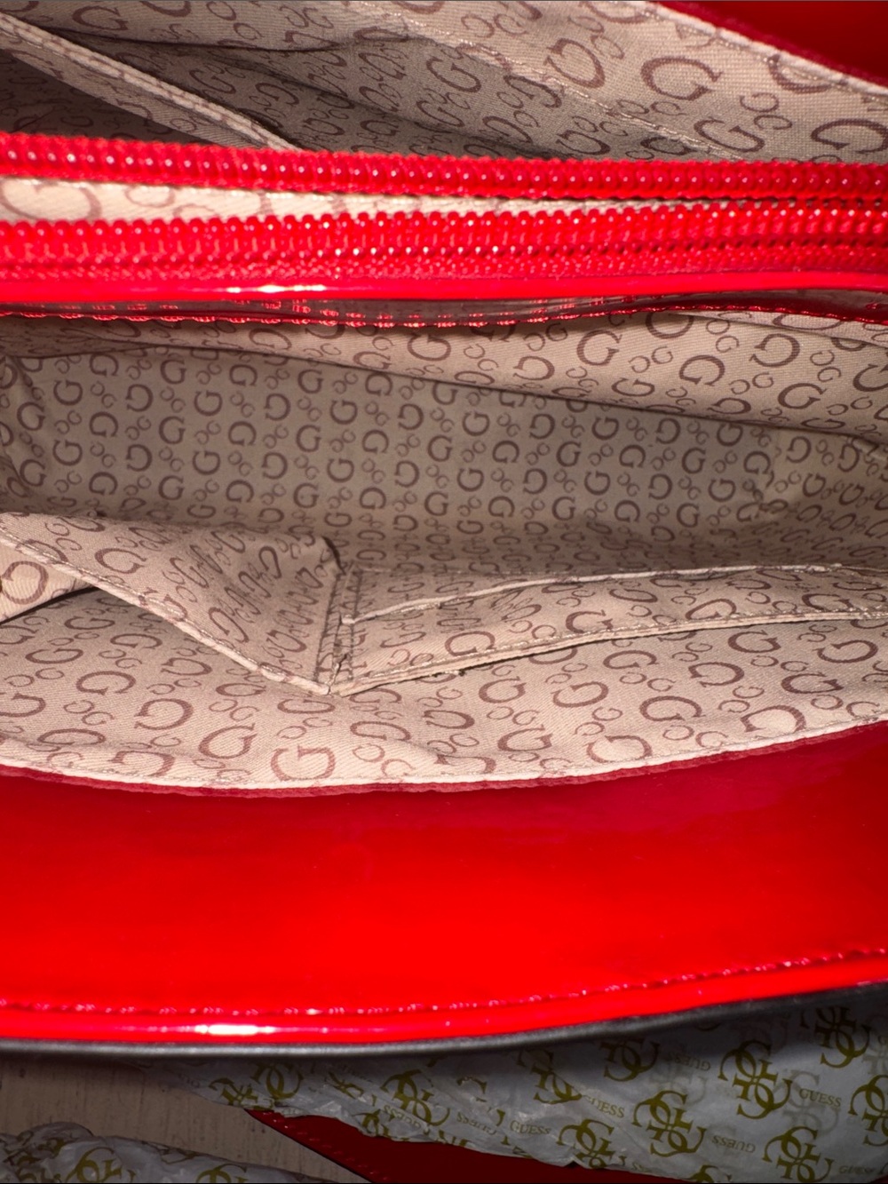 Vintage GUESS Retro Red Patent Tote Bag Pinup Holiday - Picture 4 of 16